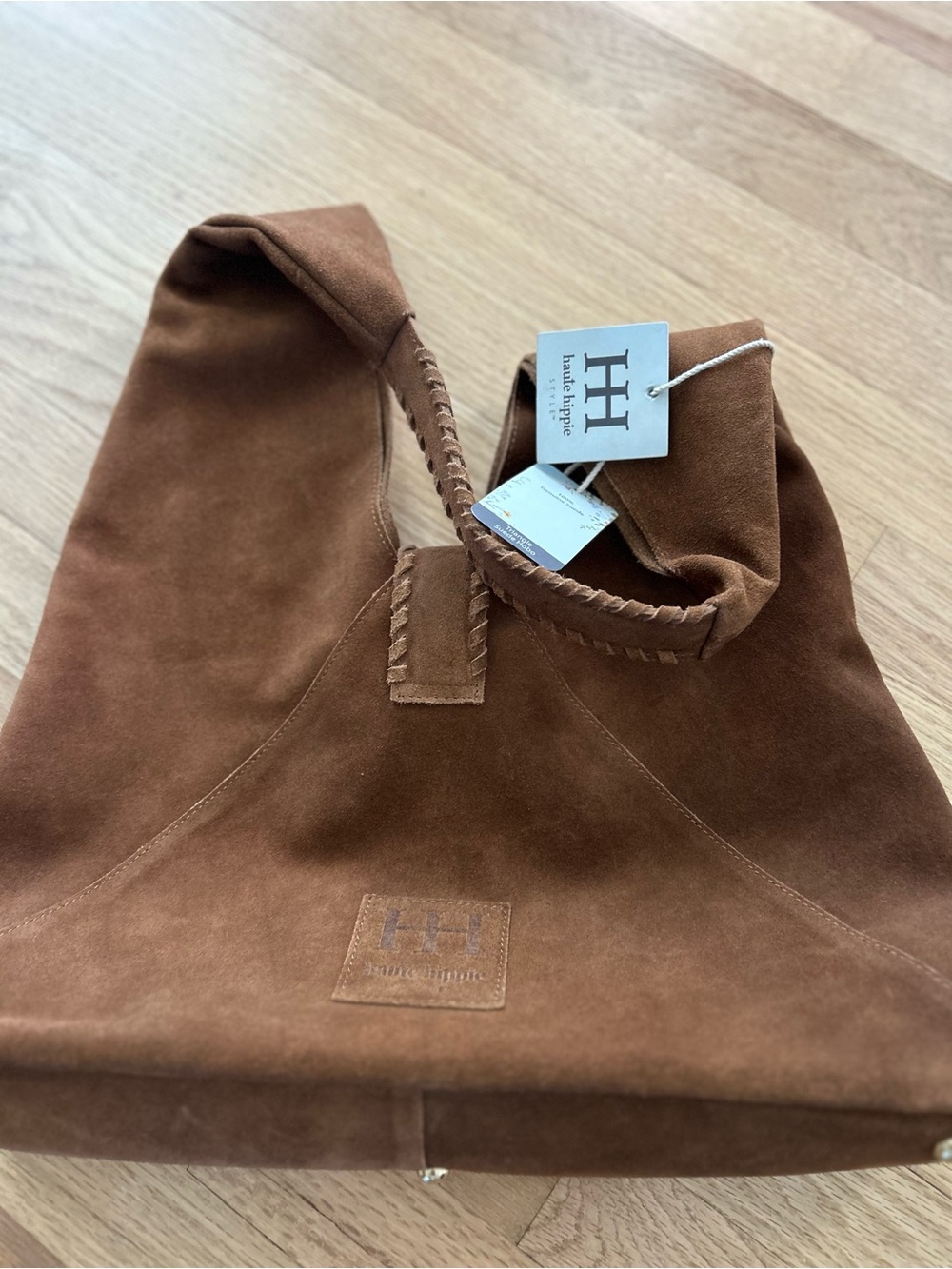 NWT Haute Hippie Triangle Suede Hobo, Cognac Brown - Picture 5 of 12